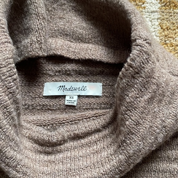 Madewell Cozy Textured Sweater Mock Neck Brown Turtleneck Boxy XS - Picture 4 of 6